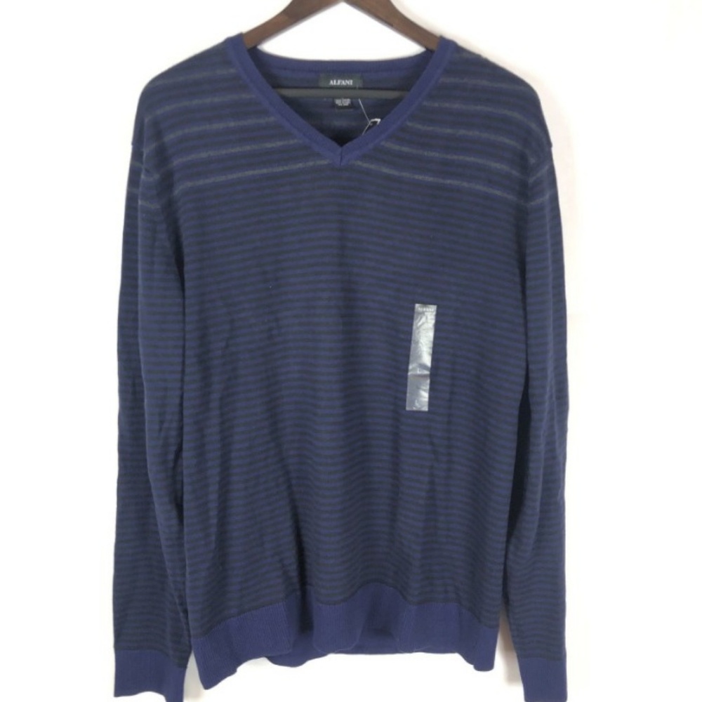Alfani NEW Blue Mens Large V Sweater